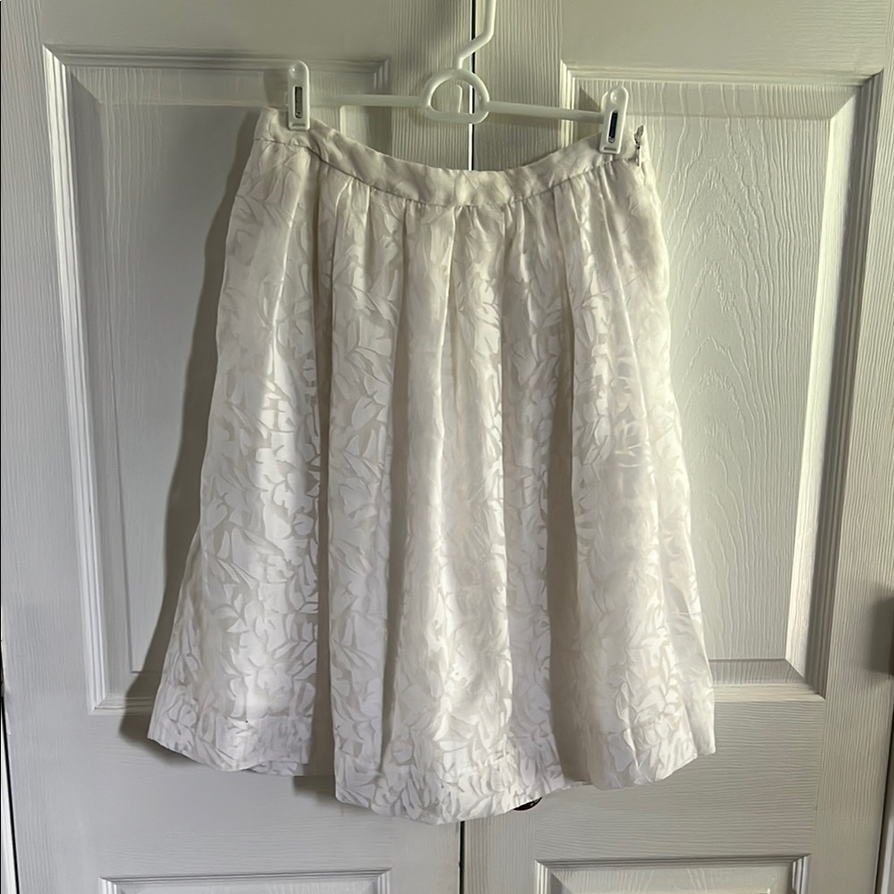 J. Crew White Skirt Knee-Length Pleated